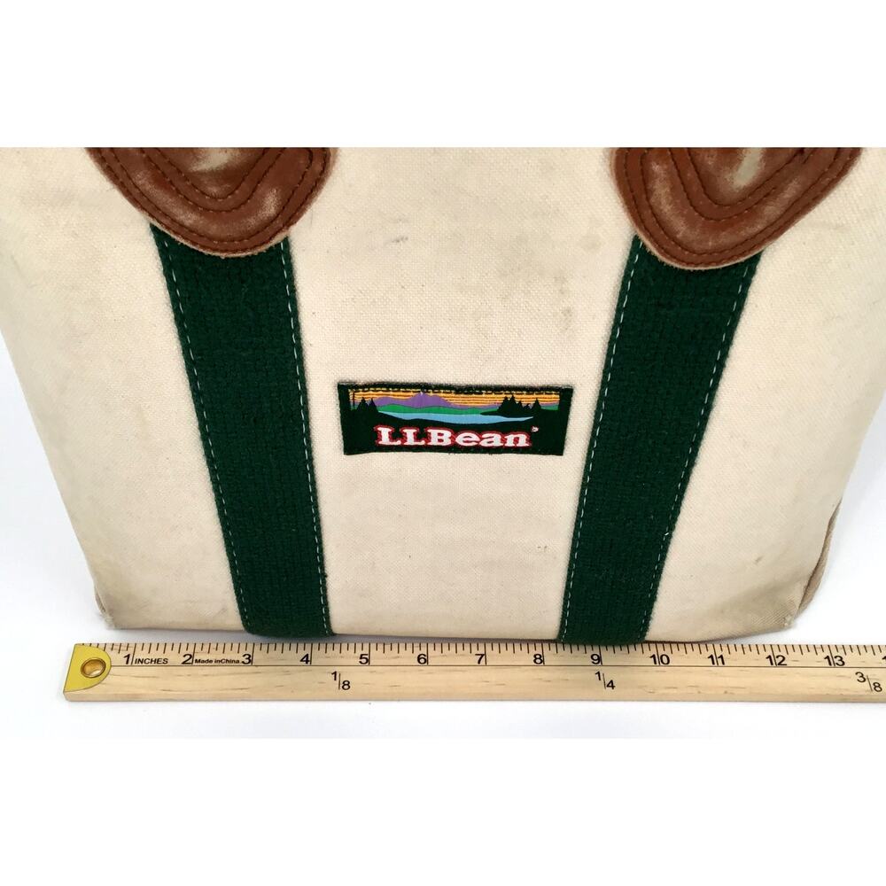 Vintage 1970s L.L.Bean Boat & Tote Leather Handle Canvas Bag Made USA Medium - Picture 11 of 13
